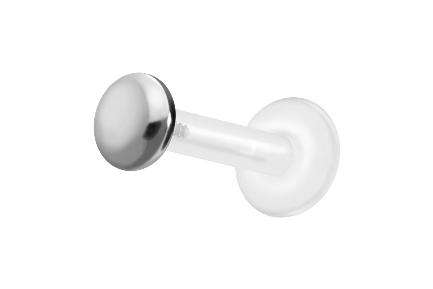 PTFE Labret Piercing mit Innengewinde + Titan-Aufsatz FLACH